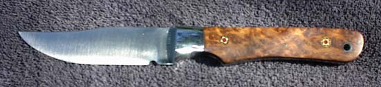 knife with stabilized redwood scales by Ron Jamieson
